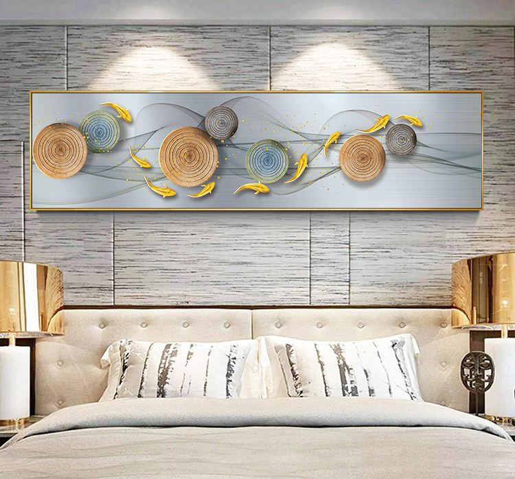 床头系列装饰画高档帆布画简约风格床头画PS发泡框油画宾馆壁画