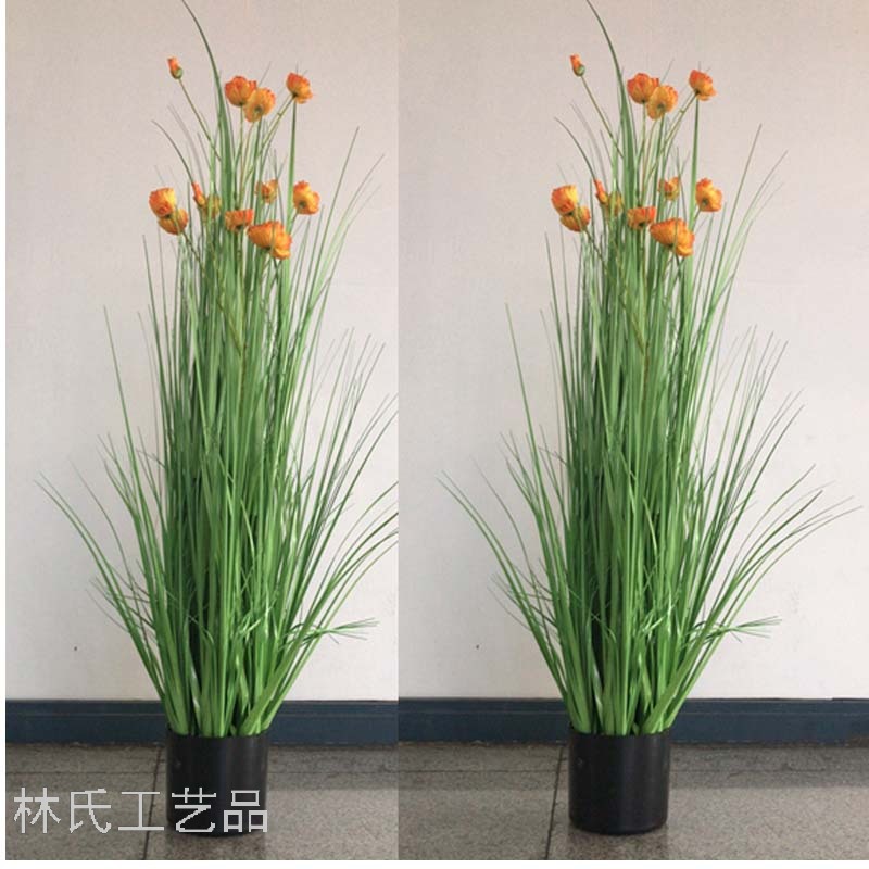 仿真花草盆洋葱草水生植物绢花假花花艺虞美人盆栽