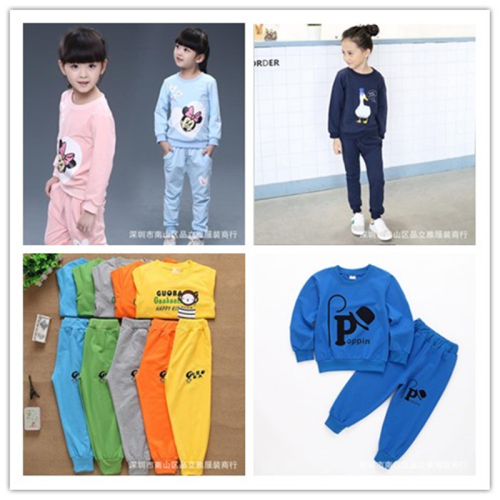 2020 spring and autumn new children‘s clothing fleece suit round neck long sleeve trousers sweater suit stall supply manufacturers wholesale