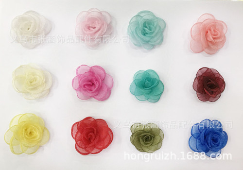 Korean-Style Two-Color Burnt Pearl Linen Mesh Rose Bud High-Grade Corsage Handmade Flower Clothing Accessories Accessories