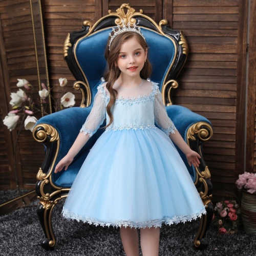 children‘s dress princess dress girls dress 2020 new half sleeve backless lace dress in stock direct sales