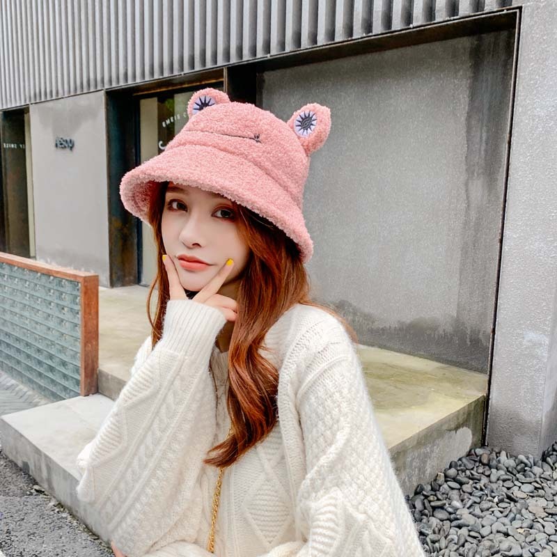 Lovor Cute Korean Style Cold Weather Imitation Cashmere Girls Proof Earmuff  Bear Ear Caps Warm Hats Bomber Hats with Scarf