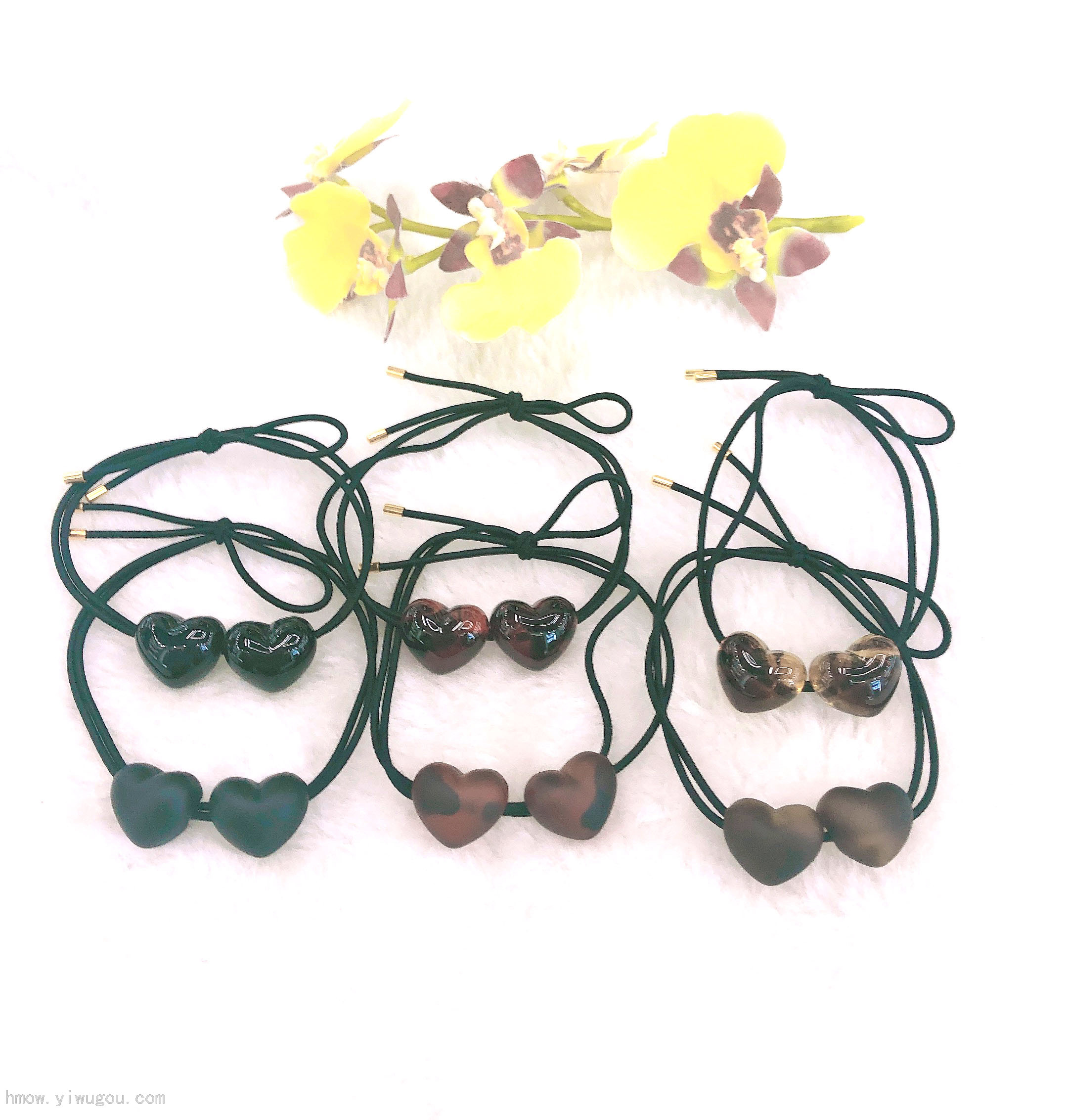 爆款简约百搭摆地摊双头爱心发绳发箍女孩成人扎头发马尾皮筋发圈