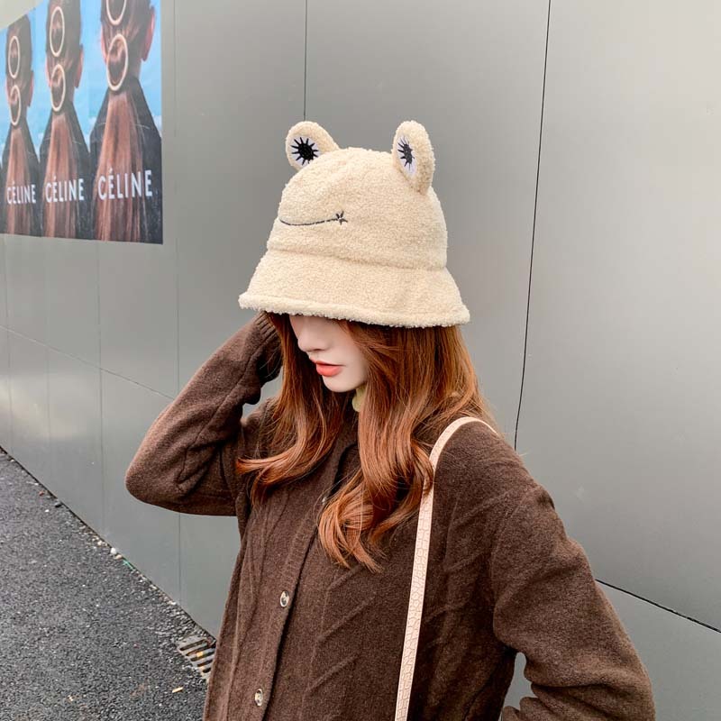 Supply Korean Style Cute Hat Female Autumn and Winter Lamb Wool Fisherman  Hat Japanese Style Easy Matching Cute Girl Students Warm-Keeping Basin Hat  Frog