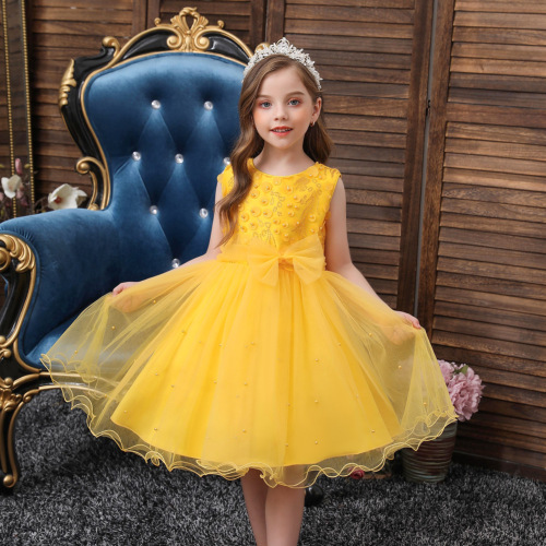 girls‘ dress princess dress children‘s wear new product girl‘s gown beaded mesh tulle tutu dress foreign trade supply