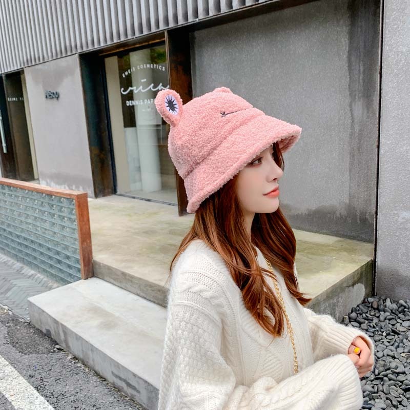 Supply Korean Style Cute Hat Female Autumn and Winter Lamb Wool Fisherman  Hat Japanese Style Easy Matching Cute Girl Students Warm-Keeping Basin Hat  Frog