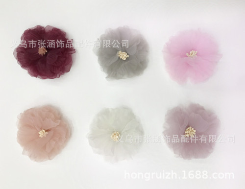 Korean Hair Accessories Cloth Flowers Accessories DIY Handmade 6cm Headdress Accessories Fairy Children‘s Clothing Flower Flower Manufacturer