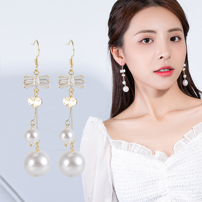 韩版长款珍珠耳环气质大东门耳坠网红新款耳饰厂家直销批发新耳环