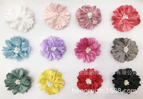High-End Korean Fabric Dit Handmade Daisy Fabric Flower Hair Accessories Headdress Hat Accessory Brooch Accessories Multicolor