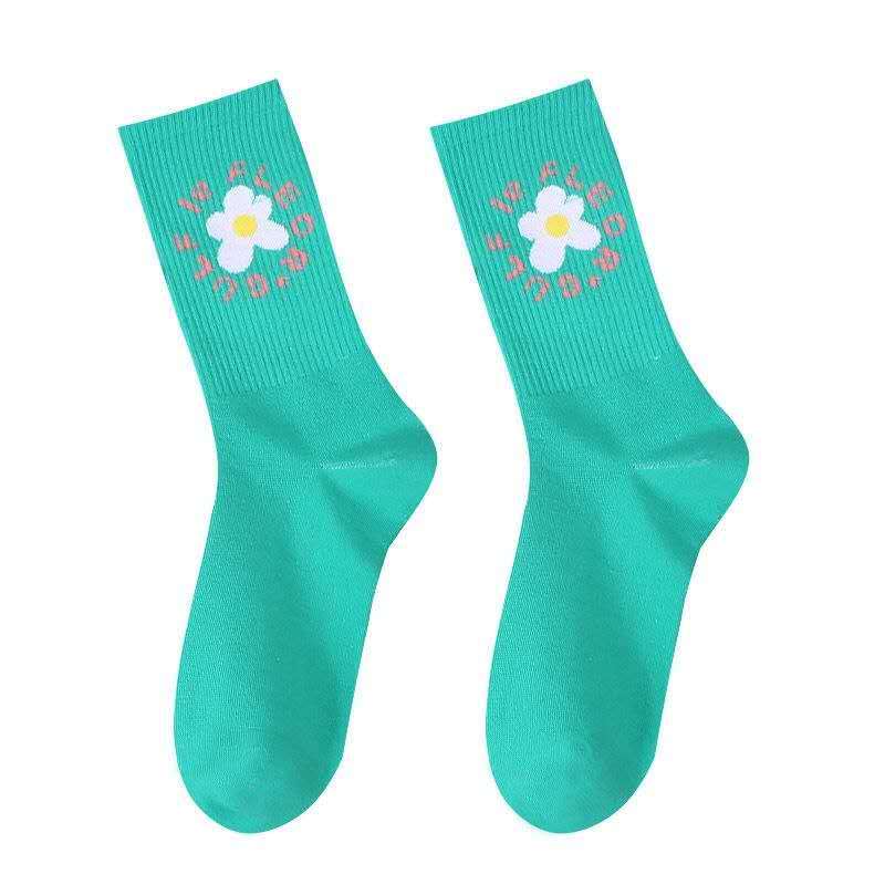 5 pairs of Hyuna style flower-patterned Korean-style cute mid-calf women's socks, college-style ins long-calf student women's socks pic 1