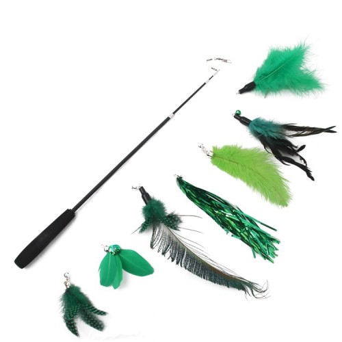 Peacock Hair 8-Piece Set Funny Cat Stick 7 Replacement Head Three-Section Fishing Rod Factory Direct Cat Toys