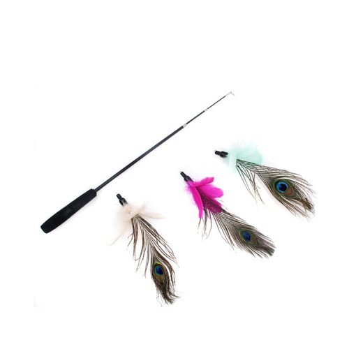 Peacock Feather Replacement Head Cat Toy Funny Cat Stick 4-Piece Set Handmade Factory Direct Selling Cat Toy