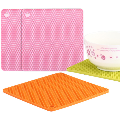 Square Honeycomb Mat Food Grade Silicone Placemat Insulation Mat Anti-Scald Casserole High Temperature Resistant Thickened Microwave Oven Mat