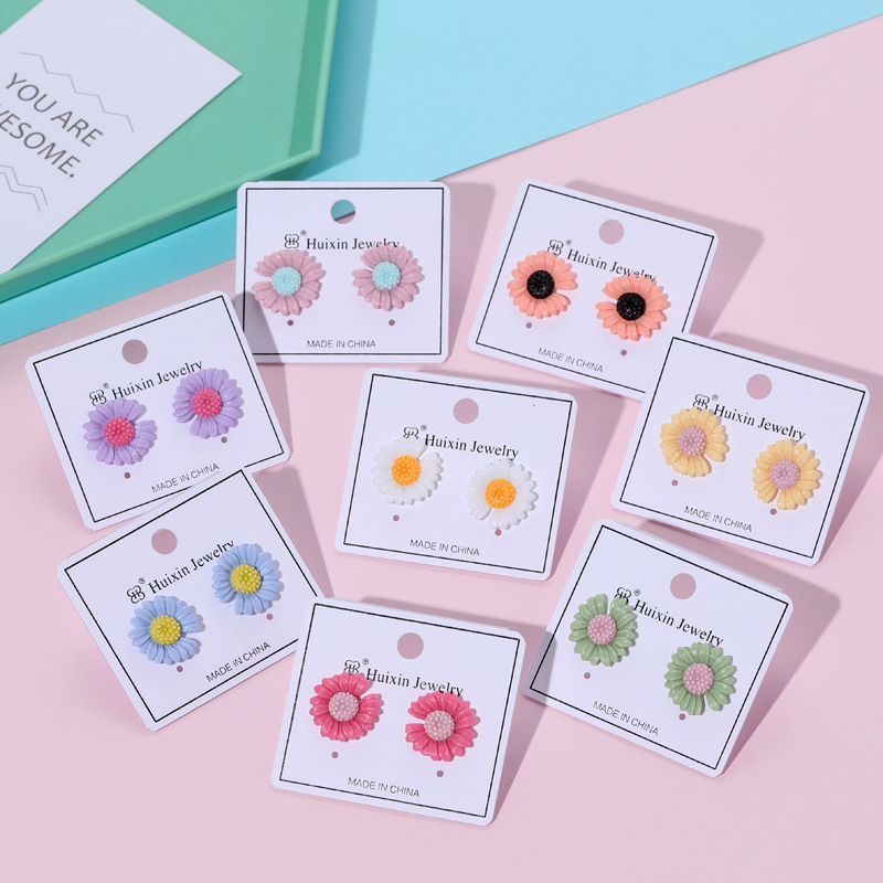 森系清新甜美小雏菊花朵耳钉夏天泫雅风韩国气质网红花瓣仙女耳环