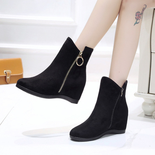 new booties women‘s thick bottom inner ankle boots zipper casual fashion martin boots round toe boots