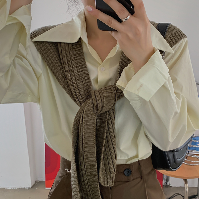 2020秋季新款针织现女友披肩2.0女韩版简约百搭假领毛线围巾围脖