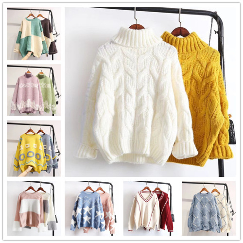 autumn and winter new foreign trade tail goods women‘s thickened sweater korean stock women‘s knitwear stall supply wholesale