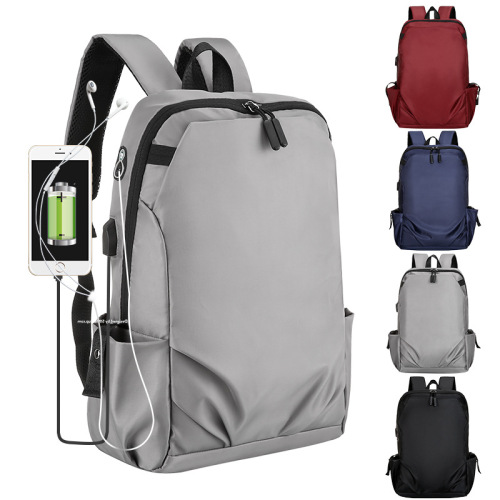pleated backpack usb charging backpack casual business computer bag men‘s and women‘s waterproof schoolbag