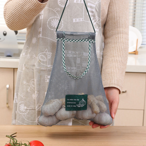 wall-mounted kitchen fruit and vegetable storage mesh bag household storage bag portable hollow-out big ginger garlic head hanging bag
