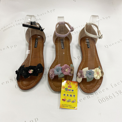 Korean Style Bohemian Style Flower Sandals Soft Beach Women‘s Sandals Soft Bottom 3 Colors Available Spot Women‘s Shoes