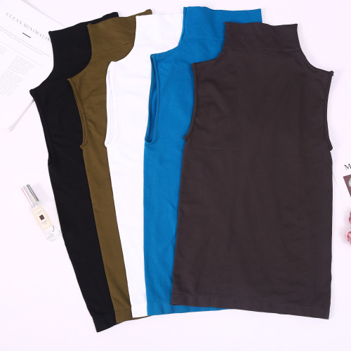 Seamless Yoga Sleeveless Turtleneck Seamless Multicolor Vest