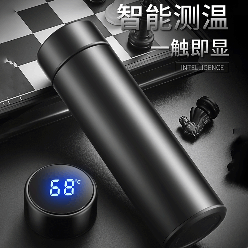 新款不锈钢保温杯带温度显示杯子商务办公水杯便携带直身杯可定制