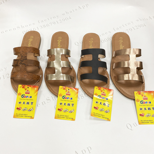 Stock Shoes Summer Flat Slippers Popular Soft and Comfortable Women‘s Slippers Seaside Vacation Flat slippers 
