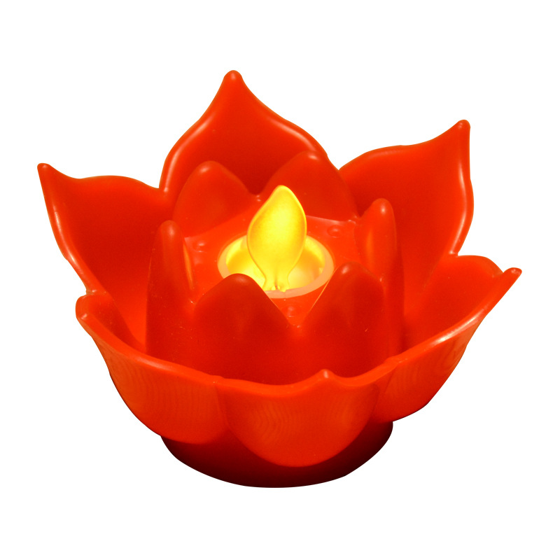 LED电子蜡烛莲花灯摇摆机芯创意许愿灯 佛教供佛灯塑料仿真蜡烛