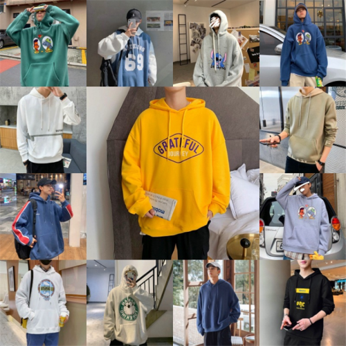 2023 New Korean Style Casual Men‘s Clothing Autumn and Winter Pullover Sweater Men‘s Hooded Sweater Foreign Trade Stall Supply