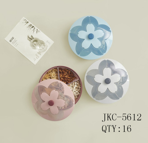 jkc-5612 new plastic dried fruit plate， melon and fruit plate， dried fruit box with color box wholesale with lid
