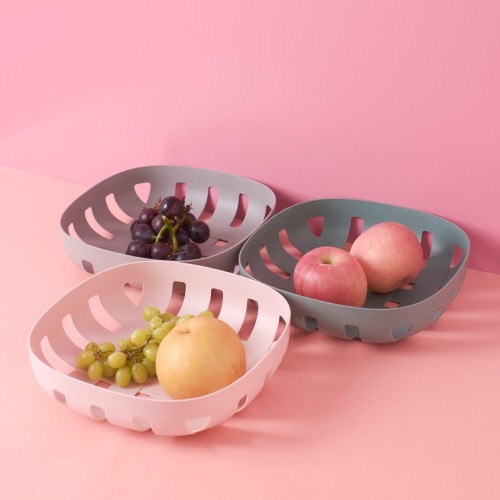 KC-5688 Light Luxury Woven Fruit Basket Hollow Fruit Basin Drain Basket Household Plastic Kitchen Vegetable Washing Basket 