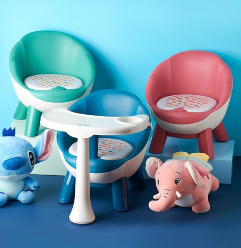 KC-5653 Baby Chair Children Thickened Plastic Stool Non-Slip children‘s Backrest Dining Stool with Dining Plate Chair 