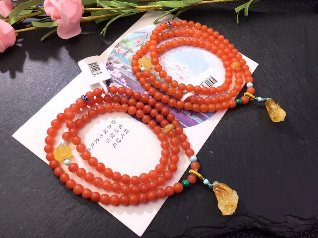 原创设计天然南红玛瑙保山南红三圈手链女  时尚珠宝