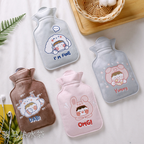 Flocking Crystal Water Injection Hot Water Bag Student Cute Little Girl Hand Warmer Hand Warmer Hot Water Bag