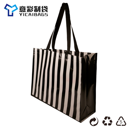 environmental protection color printing coated non-woven bag， shopping bag （stripe type）