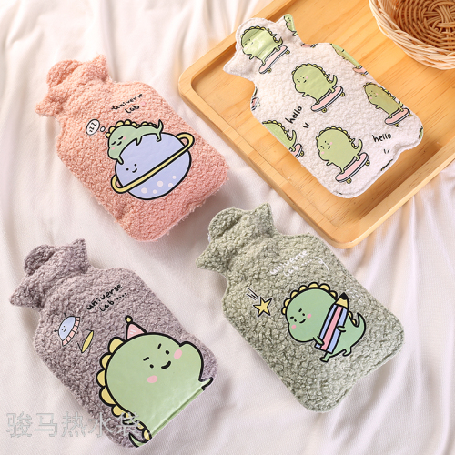 winter products water injection hot water bag with cloth cover cute cartoon confused dragon irrigation warm baby dinosaur hand warmer