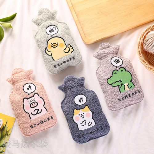 Winter Product Hot Water Injection Bag with Cloth Cover Cute Cartoon Confused Dragon Irrigation Heating Pad Dinosaur Hand Warmer
