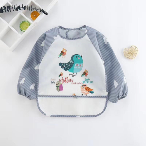 Baby Coverall Children Eating Bib Baby Bib Autumn and Winter Waterproof Anti-Dirty Long Sleeve Anti-Dressing Apron Painting Clothes