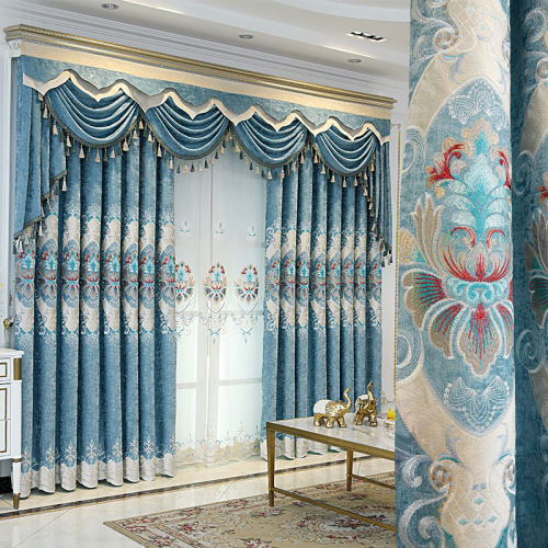 Thickened Shading European Curtain New Living Room Bedroom Balcony Curtain Finished Atmospheric Embroidery Curtain