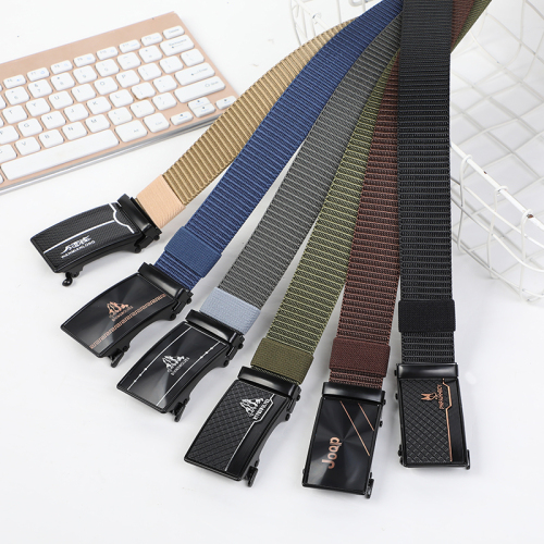 Men‘s Nylon Canvas Belt Fashion Casual Spring Bottom Automatic Belt Outdoor Workout Pants Belt Factory Wholesale