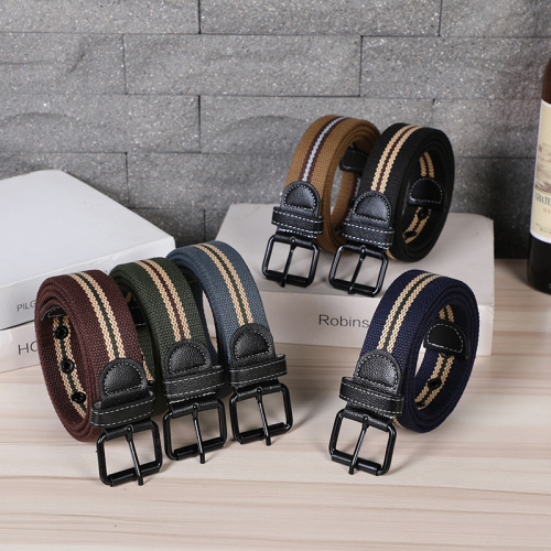 Men‘s Outdoor Casual Pin Buckle Belt Thicken and Lengthen Cotton Pant Belt Personality Young Fashion Belt in Stock Wholesale