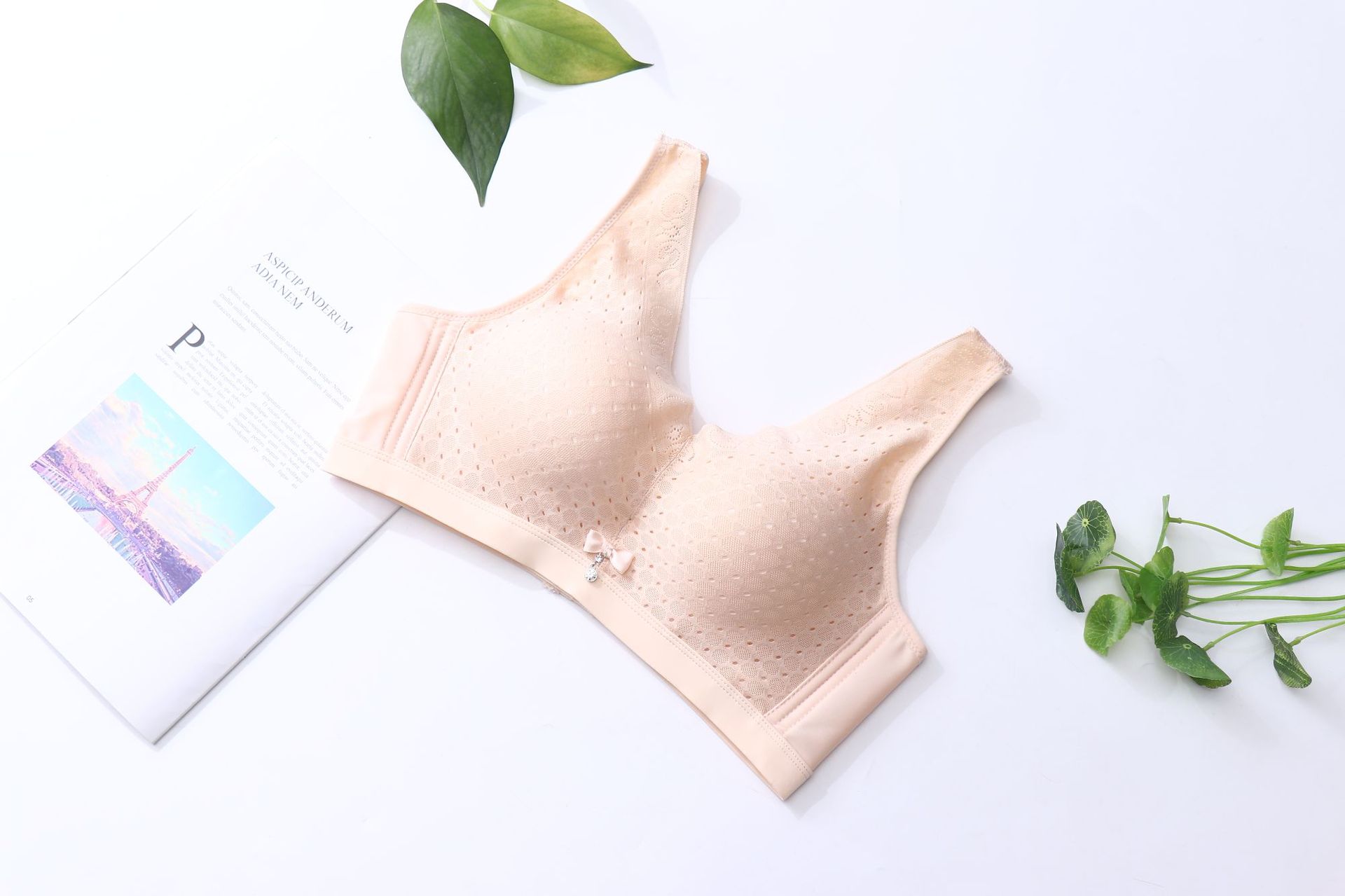 纤姿芙蓉秋季上托日韩特色背心式上薄下厚青中女性蕾丝边内衣文胸