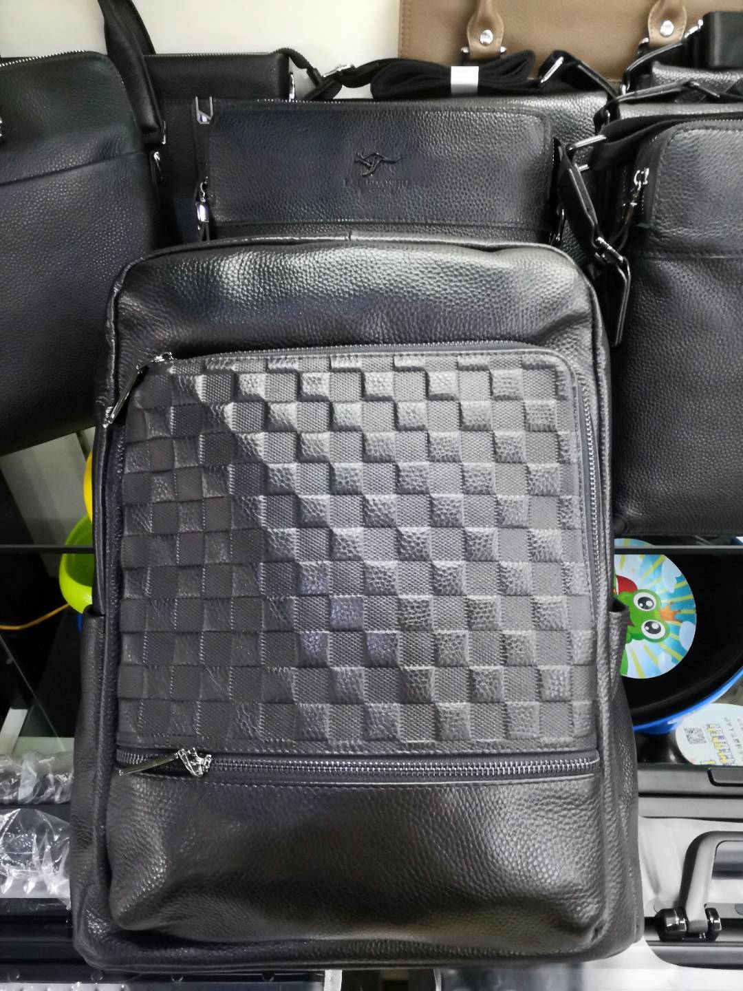 头层牛皮双肩包 荔枝纹真皮 男士双肩包 商务 休闲多隔层 大容量