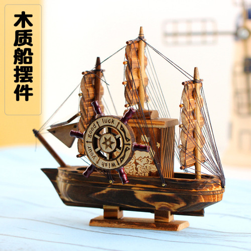 Factory Direct Sales Wooden Craftwork Decoration Music Sailboat Office Decoration Student Gift Wholesale