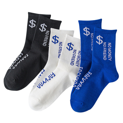 Street European Hip Hop Trendy Socks Fall Winter Men Tube Socks Breathable Cotton Socks Trendy Style Men‘s Socks Wholesale Cotton Socks