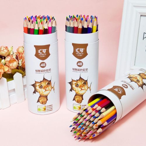Customized Wood-Free Erasable Colored Pencil Student Art Drawing Color Lead Sketch Pen Graffiti Painting Supplies Stationery