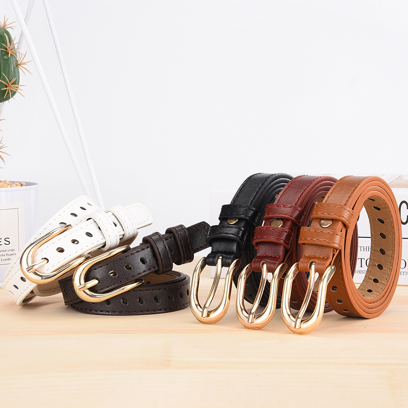 新款镂空女士皮带韩版女士修身细腰带青年学生连衣裙百搭牛仔裤带