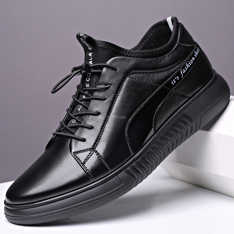 男鞋潮鞋2020新款秋季真皮英伦百搭鞋子男皮鞋男休闲鞋运动板鞋男