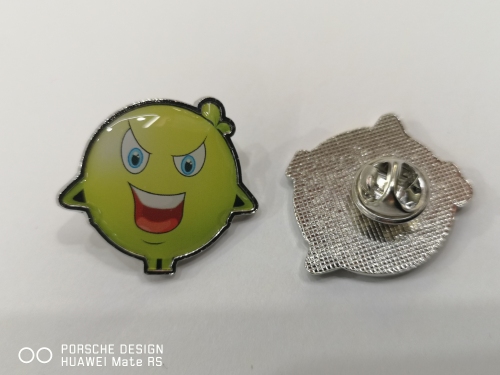 Metal Smiley Badge， Metal Plastic Badge