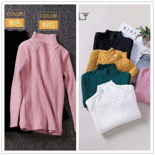 Tail Goods Girls‘ Sweater fall/Winter 2020 Korean Style Half Turtleneck Sweater Thickened Long Sleeve Top Sweater for Children